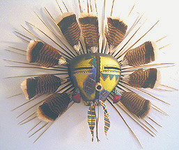 yellow face fan mask gourd art by robert rivera